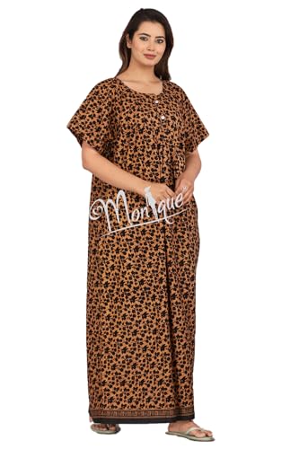 Image of Monique Brand 100% Pure Cotton Nighty for Woman | Floral Gown for Women Night Wear | Cotton Nighty for Women Stylish | Maxi for Women Cotton