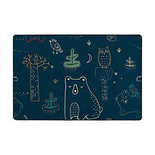 Tapis de sol mignon en velours corail bleu grand format Ruchen