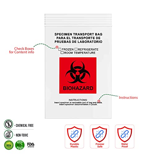 Image of GPI - 4 inch X 6 inch 1000 Pack, Biohazard Specimen Zip Bags, 2 Mil Thick, For Your Laboratory Or Health Care Facility Samples.