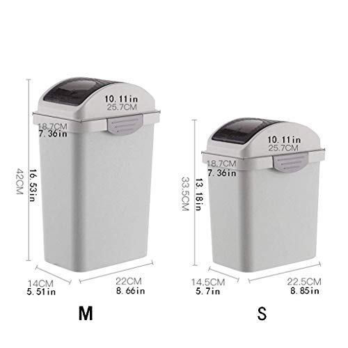 Basurero con tapa protectora rectangular y tamaño pequeño gris 2