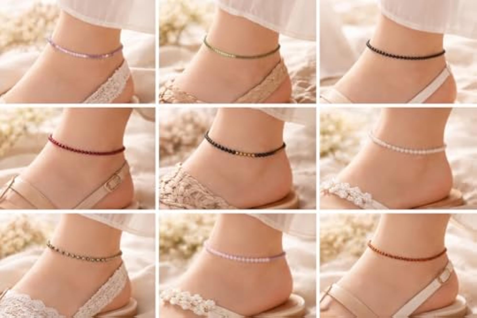 Natural Clear Quartz Dhan Yog Anklet Combo for Women & Girls