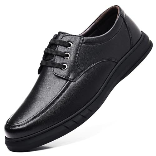 Mens Formal Dress Shoes for Men, Round Toe Lace-up Business Comfortable Chunky Heel Soft Bottom Dress Shoes Casual Work Office Formal