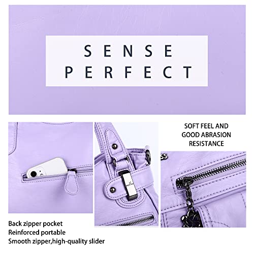 Image of Angel Kiss Women's Designer Handbag Large Double Zipper Multi Pocket Washed Leather Purse