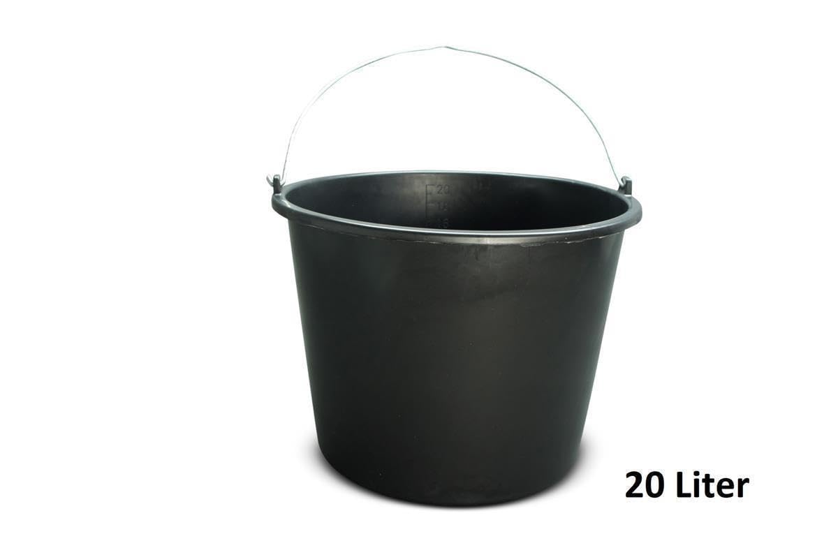 BRESKO Baueimer 5-20 L Eimer Mörteleimer Kübel Wassereimer Putzeimer Schwarz Mörtelwanne Maurereimer Maurerwanne Baukübel Mörteileimer Zementkübel Garteneimer (10 Stück, 20 Liter)