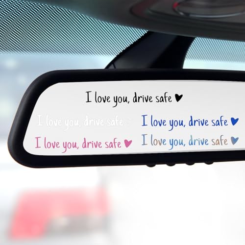 18 Stück I Love You Drive Safe Aufkleber Spiegel Aufkleber I Love You Drive Safe mit Herz Vinyl Rückspiegel Ich Liebe Dich Aufklebers Wasserdichter für Fahrer Frauen Männer
