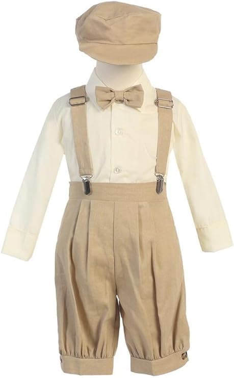 Vintage Baby Toddler Boys Knickers Suit Tan 6M