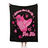 Please Don't Fall for me Nurse Valentine Pink Socks Luxury Double-Sided Flannel Blanket Reversible Fuzzy Warm Throw for Living Room Bedroom Christmas Birthday Gift Idea