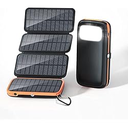 Baterías Solares Para Móviles CONXWAN Cargador Solar 26800mAh, Batería Externa Solar con 4 Paneles Solares y 3 Puertos, Power Bank Portátil de USB C Carga Rápida Impermeable para Smartphones, Tabletas y Actividades Al Aire Libre