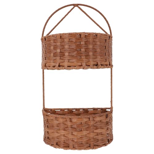 Panier de rangement mural en plastique et fer marron pour articles ménagers - 2