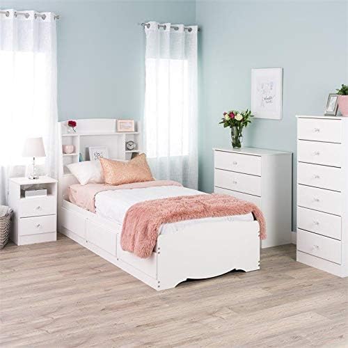 Prepac Astrid 2-Drawer Nightdstand with Acrylic Knobs, White
