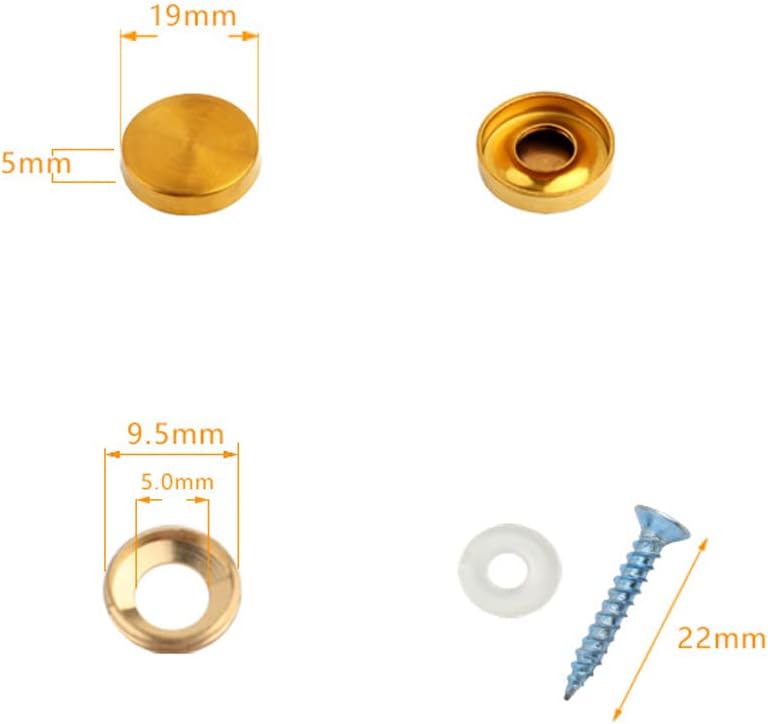 Mirror Screws 304 Stainless Steel Cap Decorative Cover Nails,Solid Standoff Screws,for Advertising Screw Fasteners,Bathroom,Mirror,Brushed Gold 19mm 8 pcs image 2