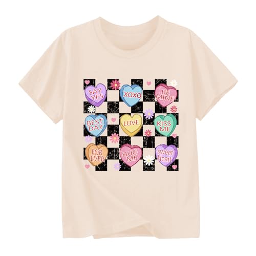 Toddler Girls Valentine's Shirt Cute Love Heart T-Shirts Kids Valentine's Shirts 2-10 Years