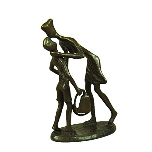 Statue statues et figurines touchant cuivre mère et fils en métal