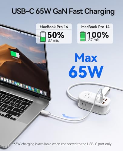 65W ORICO 7-in-1 GaN USB Travel Power Strip Charging Station - image 3