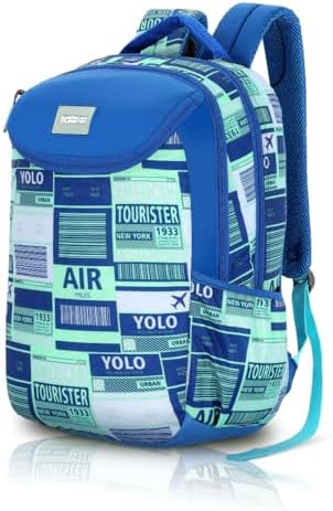 American Tourister Mist Style 4 | 31L Backpack | School Bag | 3 Compartments | School & College Backpack for Men and Women | Rain Cover Included | Blue/Mint | 1 Year Global Warranty