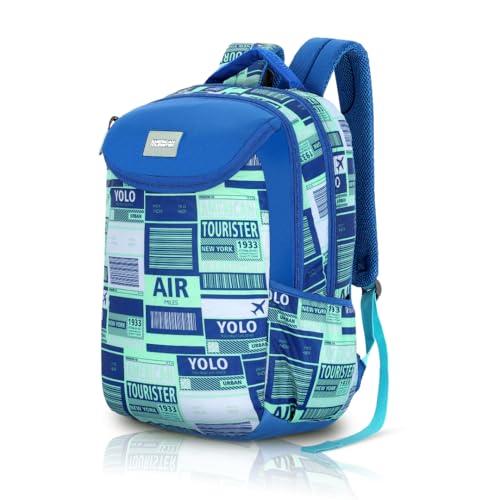 American Tourister Mist (Style 4), 31L Volume 4 Compartment Backpack With An Add-On Rain Cover & Front Organizer, For Unisex - Blue/Mint