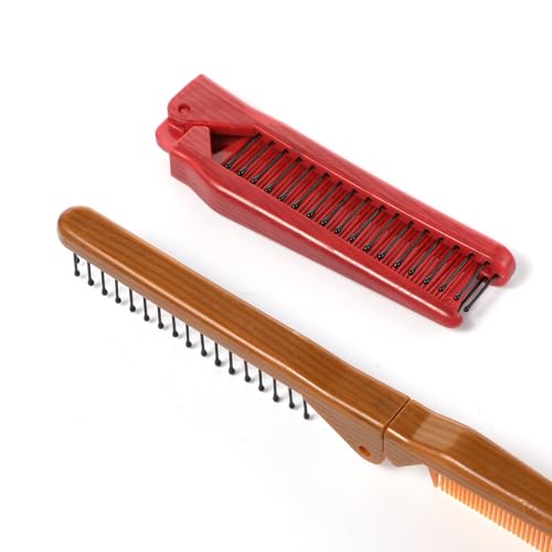 Peine de viaje plegable, set de 2 piezas compacto y portátil miniatura 4