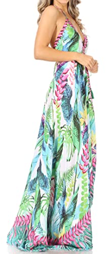 Image of Sakkas Lizi Womens Maxi High-Low Halter Handkerchief Long Dress Beach Party