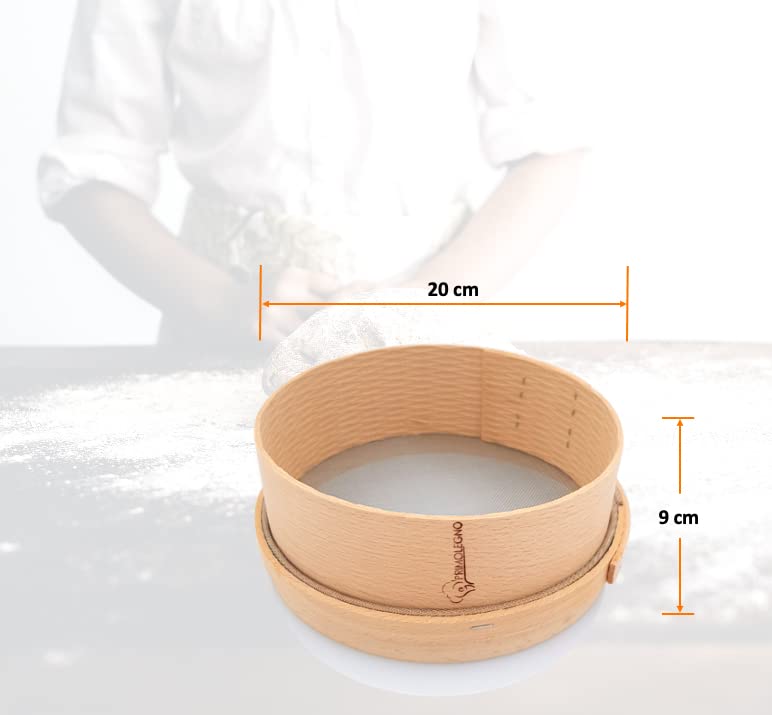 Primolegno 20 CM CERTIFIED SOLID WOOD SIEVE FINE MESH SUGAR FLOUR, THE BEST - Image 3