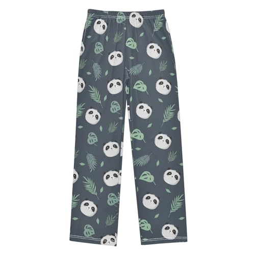 ZZXXB Panda Tropical Palm Tree Boys Long Pants Soft Trousers Elastic Waist Kids Lounge Bottoms with Pockets S-XL