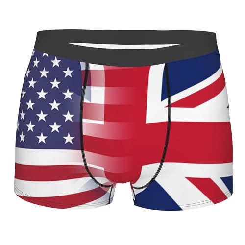 Kurze Herren Unterhosen Amerikanische Flagge Und Britische Flagge Boxershorts Stretch Männer Unterwäsche Atmungsaktiv Herrenunterwäsche Outdoor Für Den Alltag Beim Training XXL