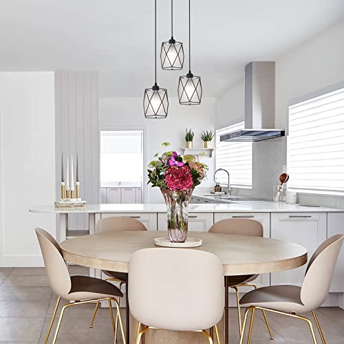 Impioio Over Sink Pendant Light With Frosted Glass Black Cage Industrial Hanging Lighting Adjustable Cord For Kitchen Island Dining Table #TOP6