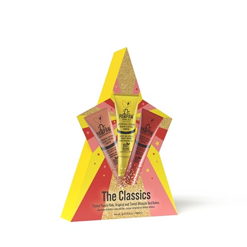 Dr.PAWPAW Classic Collection Gift Set 3 x 25ml Original Peach Pink and Ultimate Red Balms Pawpaw Infused Multipurpose Lip Care Hydrating Nourishing and Soothing Gift Set
