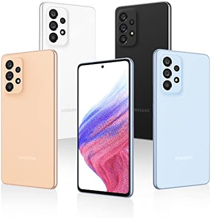 جوال سامسونج جالكسي A53 بشبكة 5G مع سعة تخزينية 256GB وذاكرة RAM بسعة 8GB بدون شريحة اتصال يعمل بنظام اندرويد، لون برتقالي فاتح (اصدار السعودية),ذو شريحتين