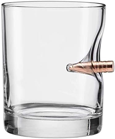 The Original BenShot Bullet Rocks Glass with Real 0.308 Bullet Made in the USA