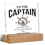 Captain Gifts for Boat Owners, Boat Gifts for Men Women, Boating Gift, I'm the Captian Decor Desk Signs Plaque