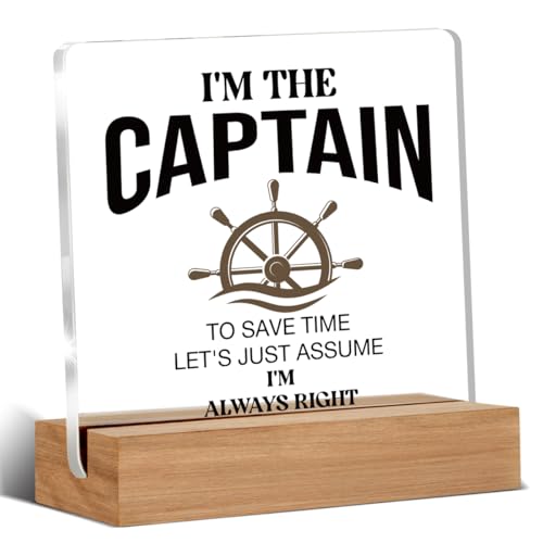 Captain Gifts for Boat Owners, Boat Gifts for Men Women, Boating Gift, I'm the Captian Decor Desk Signs Plaque