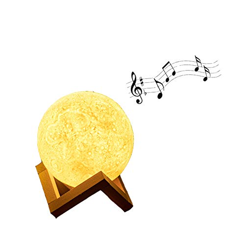 Bluetooth-Lautsprecher mit Lampe, Mondform, geeignet für Büro, Zuhause, 7-Farben-LED-Leuchten, Fernbedienung