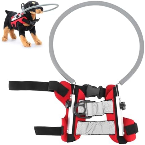 Arnés para perros ciegos, dispositivo de conducción, collar anticolisión, arnés reflectante ligero anillos ciegos para mascotas para perros de talla pequeña, mediana y grande (S, rojo)