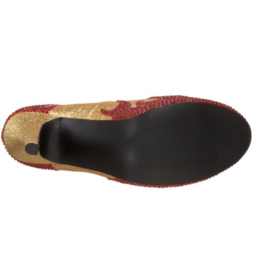 Pleaser Women's Teeze-27 Platform Pump,Gold Mini Glitter/Red Rhinestones,9 M Us #TOP3