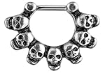 Linked Skulls 316L Surgical Steel Septum Clicker Ring
