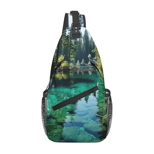 Sac crossbody de randonnée imprimé lac paisible parfait pour vos sorties et voyages de week-end