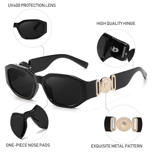 Vintage 90s Small Rectangle Sunglasses, Trendy Narrow Square Shades for Women and Men, UV Protection3