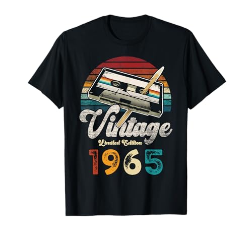 Vintage 1965 Anniversaire 60 Ans Cassette Crayon T-Shirt