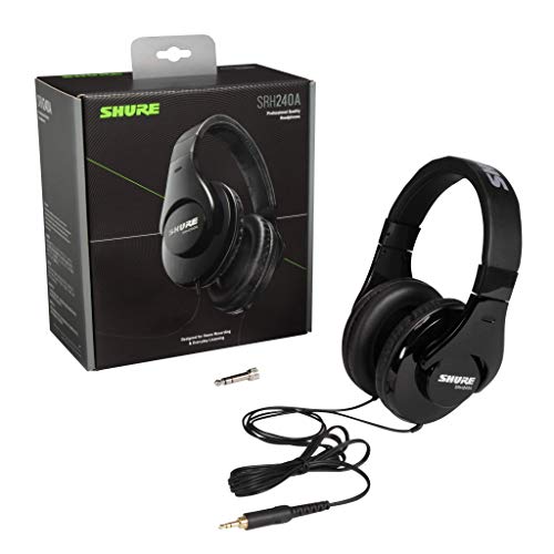 Shure Srh240A Professional Quality Headphones - For Home Recording & Everyday Listening, 40Mm Neodymium Dynamic Drivers For Full Bass And Detailed Highs, Threaded 1/4" (6.3 Mm) Nickel-Plated Adapter #TOP1