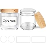 Photo Gallery tecohouse piccoli contenitori in vetro con coperchio, 113,4 g, con coperchio a grana di legno e fodere interne, contenitori da viaggio riutilizzabili per creme, trucco, lozioni, cosmetici, confezione Photo Gallery tecohouse piccoli contenitori in vetro con coperchio, 113,4 g, con coperchio a grana di legno e fodere interne, contenitori da viaggio riutilizzabili per creme, trucco, lozioni, cosmetici, confezione