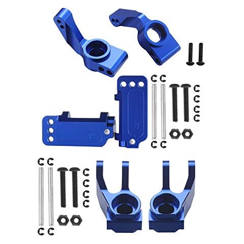 6-Pack Aluminum Caster Blocks, Steering Blocks and Rear Stub Axle Carriers Upgrade for 1/10 Traxxas 2WD Slash Stampede Rustler Replace 3632 3736 3752 Blue-Anodized Cover