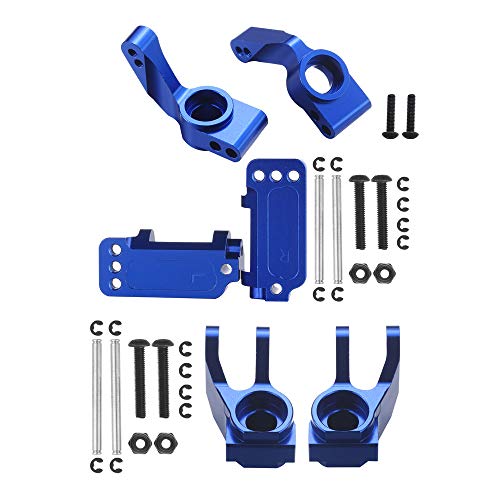 6-Pack Aluminum Caster Blocks, Steering Blocks and Rear Stub Axle Carriers Upgrade for 1/10 Traxxas 2WD Slash Stampede Rustler Replace 3632 3736 3752 Blue-Anodized
