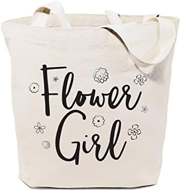 The Cotton & Canvas Co. Flower Girl Wedding, Beach, Shopping and Travel Resusable Shoulder Tote and Handbag