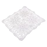 Material: Baumwolle Hellery Quadratische Form Handgefertigt Häkeln Tisch Decken Spitzendeckchen Möbel Dekor - Weiß, 40x40cm