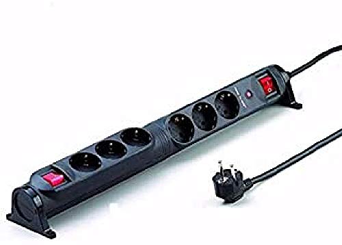 F-Bright EB1002647 Regleta enchufes, Negro, 49.8 x 11 x 7.2 cm