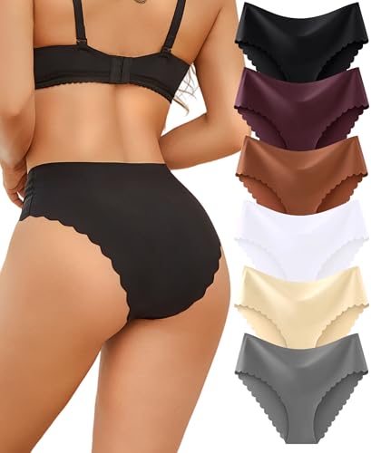 Sth Big Bragas Sin Costuras Mujer Invisible Braguitas Invisibles Mujer Sin Costura Altas Cómodas Ropas Interiores para Underwear Women Paquete Múltiple(M)