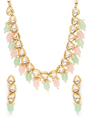 Juego de joyas Kundan hipoalergénico DMZ-2103 para evitar alergias de piel