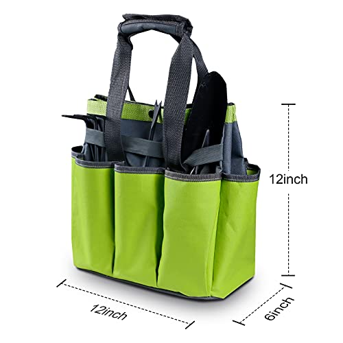 Garden Tool Bag, Heavy Duty Canvas Tool Storage Home Organizer Gardening Tool Kit Holder,Accessories Set Kit (Grass Green) - Thumbnail 3