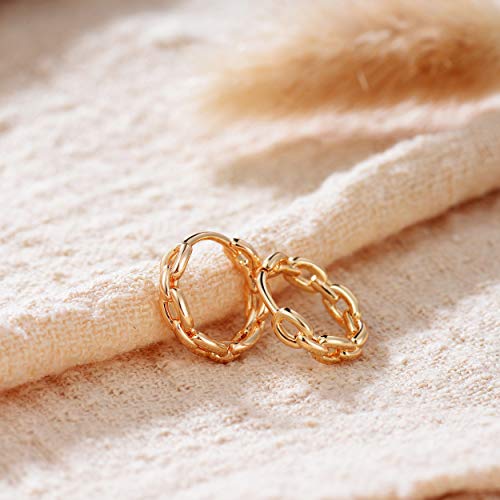 Valloey Rover Gold Hoop Earrings for Women 14k Gold Plated Simple Hoops Dainty Boho Cute Hypoallergenic Cubic Zirconia Chunky Huggie Gold Ear Jewelry for Women4