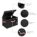 GRANNY SAYS Storage Bins with Lids, Decorative Storage Boxes with PU Handles, Black Storage Bin, Linen Closet Organizer, Shelf Baskets, Fabric Storage Bins for Clothes